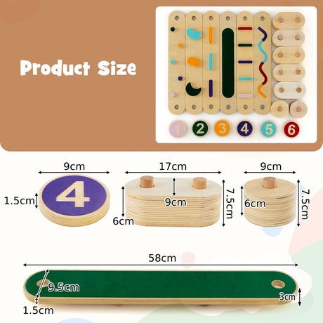 Wooden Balance Beam Set with Stepping Stones for 3+ Toddlers