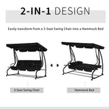 Outsunny Three-Seater Garden Swing Bed - Black