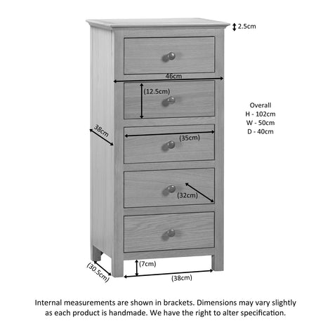 5 Drawer Tall Chest