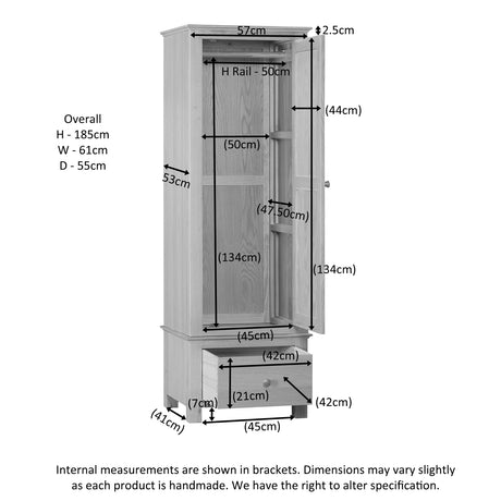 Single Wardrobe with Drawer