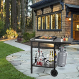 Movable Double-Shelf Dining Cart Table with Folding Tabletop
