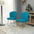 Set of 2 Velvet-Feel Shell Accent Chair - Blue