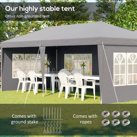 Outsunny 3 x 6m Pop-Up Gazebo, with Removable Walls - Grey