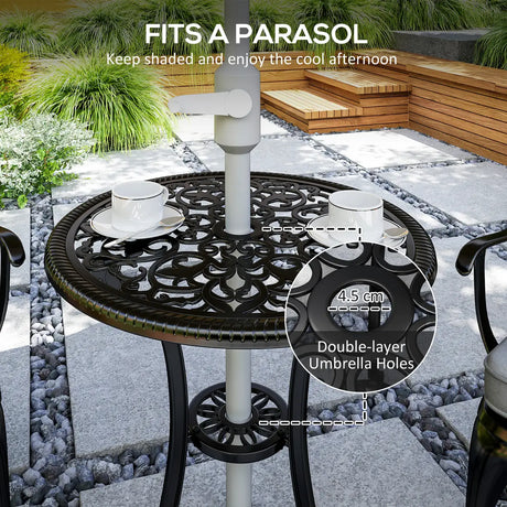 Outsunny Three-Piece Cast Aluminium Bistro Set - Black