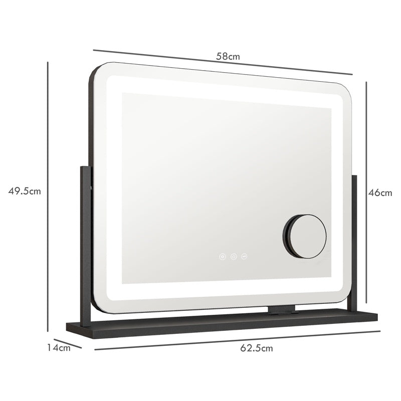 HOMCOM LED Light Tabletop Makeup Mirror, with Adjustable Settings