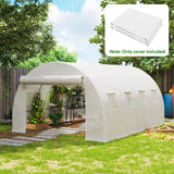 Outsunny 4 x 3 x 2m Polytunnel Greenhouse Replacement Cover ONLY Winter Garden Plant PE Cover for Tunnel Walk-in Greenhouse with Roll-up Windows Door Outdoor, White