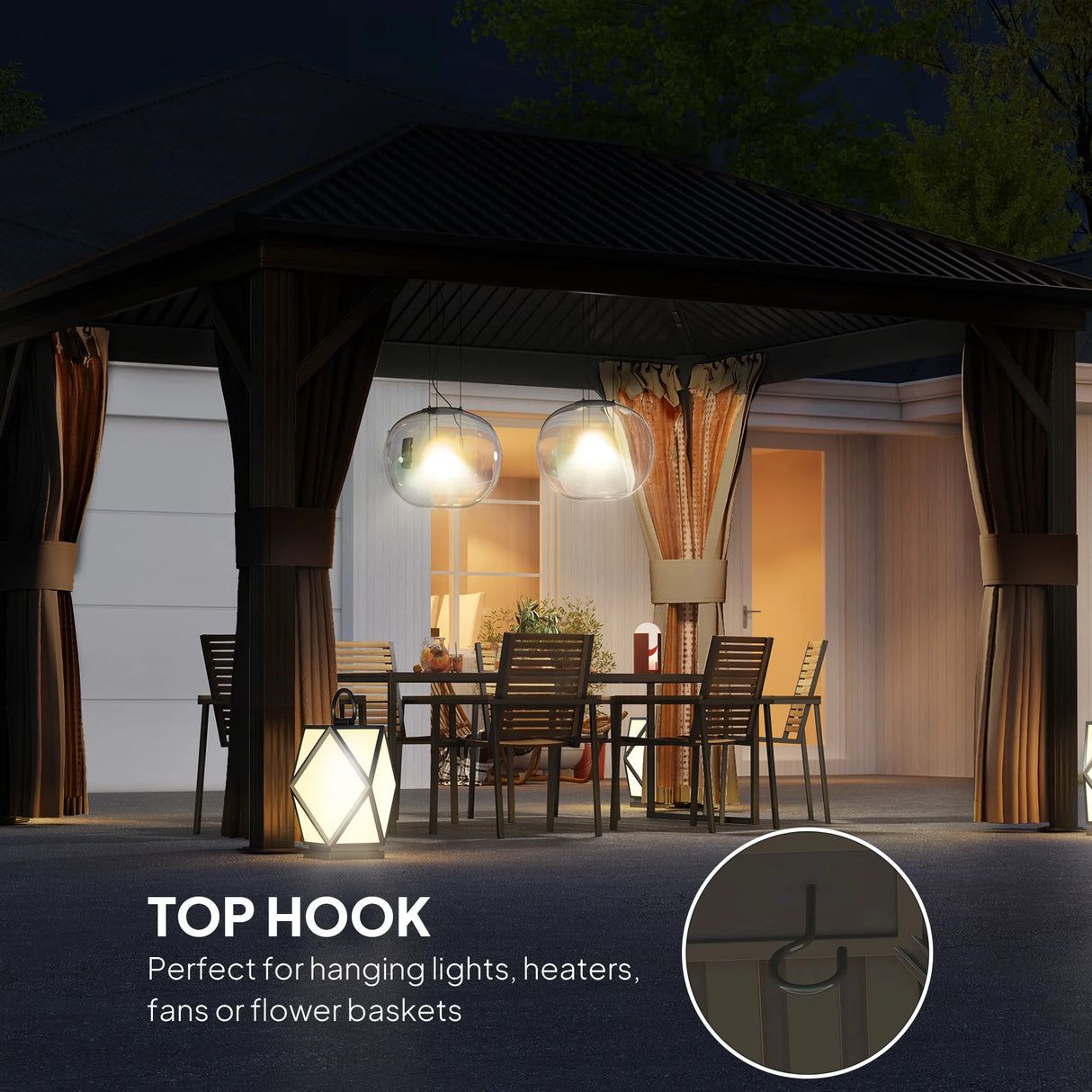 Outsunny 3.6 x 3 m Aluminium Hardtop Gazebo, with Accessories - Brown