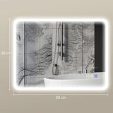 HOMCOM 80 x 60cm LED Bathroom Mirror, with Bluetooth - Silver Tone