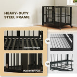PawHut 43" Heavy Duty Dog Crate, Foldable Dog Cage, with Openable Top, Locks, Removable Tray, Wheels - Black