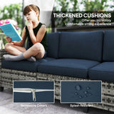 Outsunny Six-Piece Modular Rattan Sofa Set - Navy Blue
