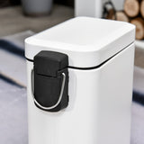 HOMCOM 5L Rectangular Compact Bin Steel Body Removable Bucket Quiet-Close Lid w/ Pedal Lid Rubbish Trash Can Home Office Bedroom Bathroom Living Room Garbage Tidy Clean White