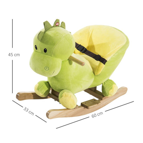 HOMCOM Kids Rocking Horse, Plush Ride-On Dinosaur Seat, with Seat Safety Belt, 32 Songs, Ride-On Horse