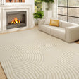 HOMCOM Modern Geometric Rug, Thick Plush, Non-Slip, 160 x 120 cm  Cream, Living Room/Bedroom/Office