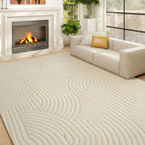 HOMCOM Modern Geometric Rug, Thick Plush, Non-Slip, 160 x 120 cm  Cream, Living Room/Bedroom/Office