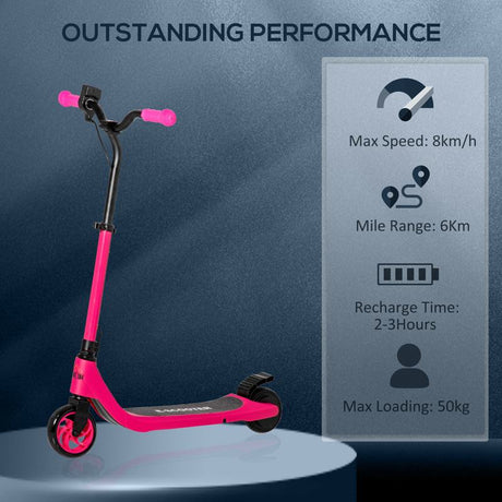 HOMCOM Electric Scooter, 120W Motor E-Scooter, Adjustable Height, Rear Brake for Ages 6+ Years - Pink