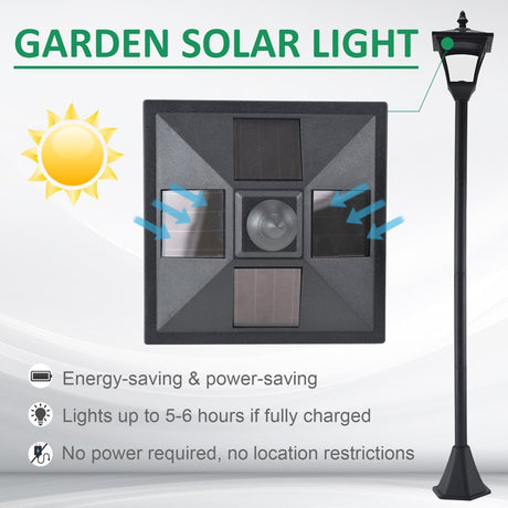 Outsunny Outdoor Garden Solar Post Lamp Sensor Dimmable LED Lantern Bollard Pathway 1.2M Tall – Black