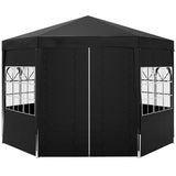 Outsunny 4 m Party Tent Wedding Gazebo Outdoor Waterproof PE Canopy Shade with 6 Removable Side Walls