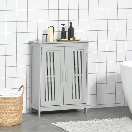 kleankin Modern Bathroom Floor Cabinet - Grey