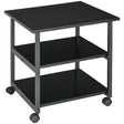 HOMCOM Three-Tier Steel Printer Stand, with Wheels - Black