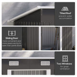 Outsunny 7 x 4ft Outdoor Storage Shed with Foundation Kit, Lean to Metal Garden Shed for Log, Rubbish Bin, Tool, Lawnmower, Bike, Patio and Lawn Use, Black