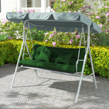 Outsunny Outdoor Seat Cushions Back Cushion with 2 Pillows, Water Repellent Seat Pads for 3-Seater Chair, Green