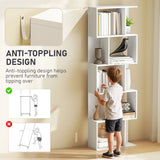 HOMCOM Bookcase, S-Shaped Wooden Bookshelf, 5 Tiers Freestanding Storage Shelf, Home Office Display Stand Rack, White