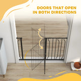 PawHut Wide Dog Safety Gate, with Door Pressure, for Doorways, Hallways, Staircases - Black