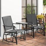 Outsunny Gliding Jack and Jill Seat, with Glass-Top Table - Black