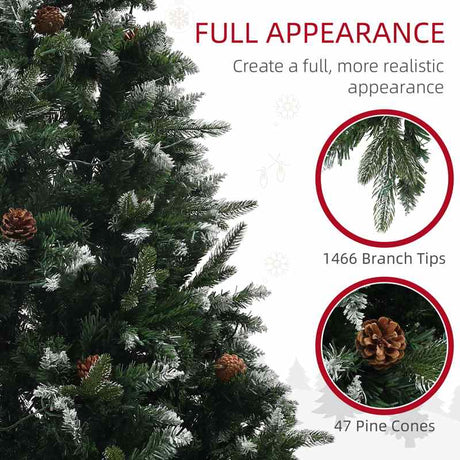 HOMCOM 7ft LED Pre-Lit Artificial Christmas Tree, with Base