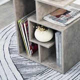 HOMCOM Side Table, 3 Tier End Table with Open Storage Shelves, Small Coffee Table Bedside Table for Living Room, Bedroom, Cement Colour