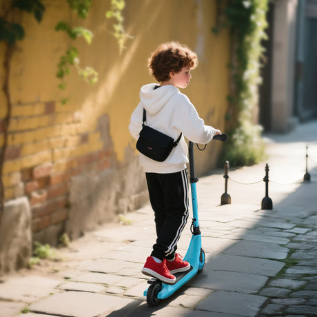 HOMCOM Electric Scooter, 120W Motor E-Scooter, Adjustable Height, Rear Brake for Ages 6+ Years - Blue