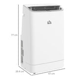 HOMCOM 14000 BTU Mobile Air Conditioner, 35m2, Smart Home WiFi, with Dehumidifier, Fan, 24H Timer, Window Kit, White