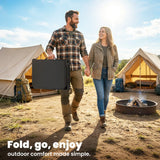 Outsunny 3ft Folding Camping Table, Picnic Table with Mesh Storage Layer, Carrying Bag and Metal Frame, Black