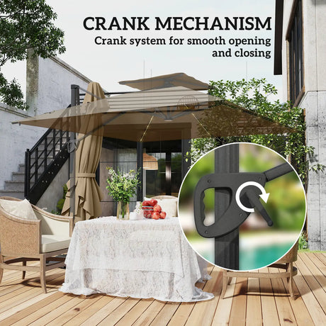Outsunny Multi-Angle LED Light Parasol Umbrella - Khaki