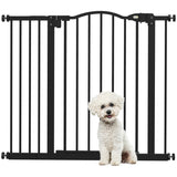 PawHut Metal 74-94cm Adjustable Pet Gate Safety Barrier w/ Auto-Close Door Black