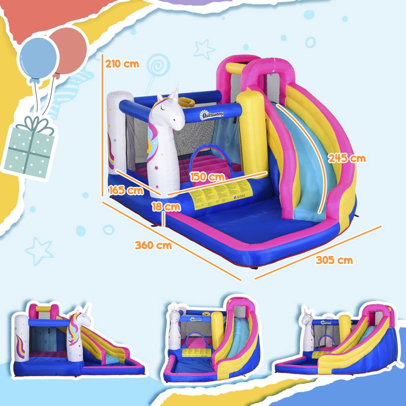 Outsunny 5 in 1 Bouncy Castle, with Blower, for Ages 3-8 Years - Multicoloured