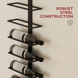 HOMCOM Wine Rack, Wall Mounted, 10 Tier Metal Wine Display Rack, Storage Holder for Kitchen, Dining Room, Bar, Cellar, Black