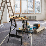 DURHAND 4-in-1 Work Bench, Folding Clamp Table w/ 4 Adjustable Clamping Pegs for DIY Home Garage, Black