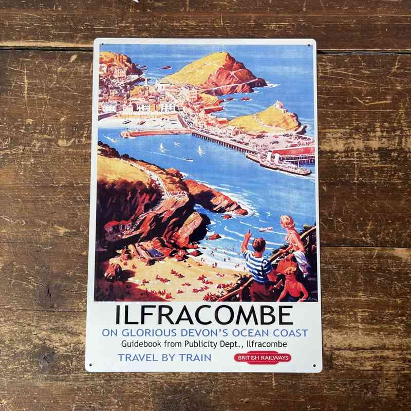 Vintage Metal Sign - British Railways Retro Advertising, Ilfracombe