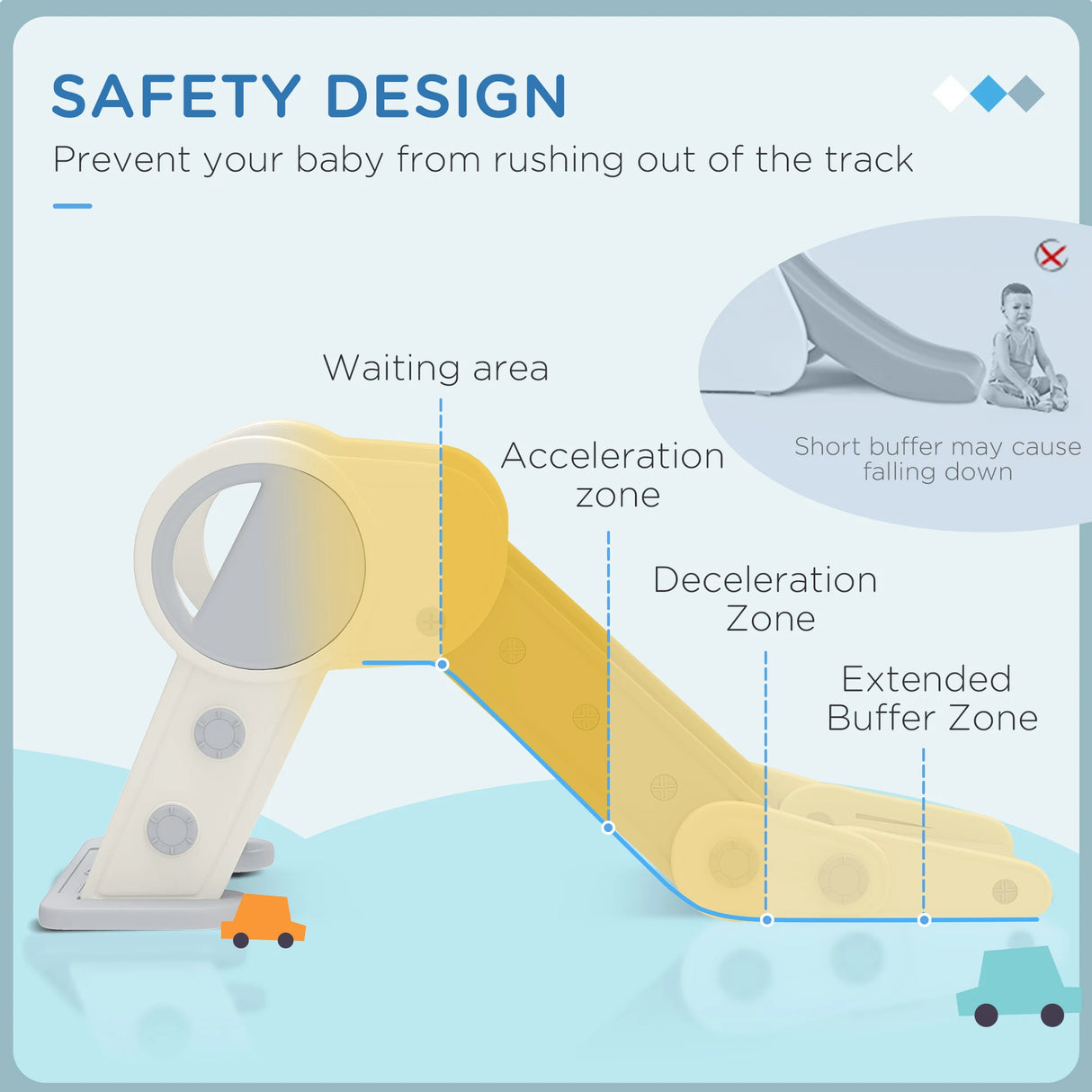 AIYAPLAY Foldable Kids Slide, Freestanding Baby Slide, for Ages 1.5-3 Years, Grey & Beige