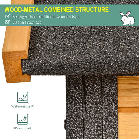 PawHut Wood-metal Guinea Pigs Hutches Elevated Pet Bunny House Rabbit Cage with Slide-Out Tray Outdoor