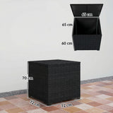 Outsunny 253L Garden Storage Box, Rattan Deck Box with Zipped Liner, Safe Pneumatic Rod, Patio Storage Container, Black