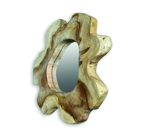 TEAK TREE SLICE WALL MIRROR SMALL