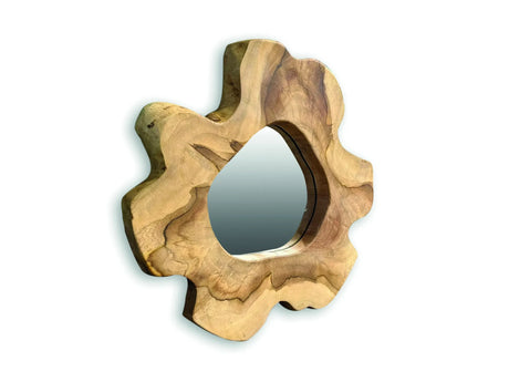 TEAK TREE SLICE WALL MIRROR SMALL