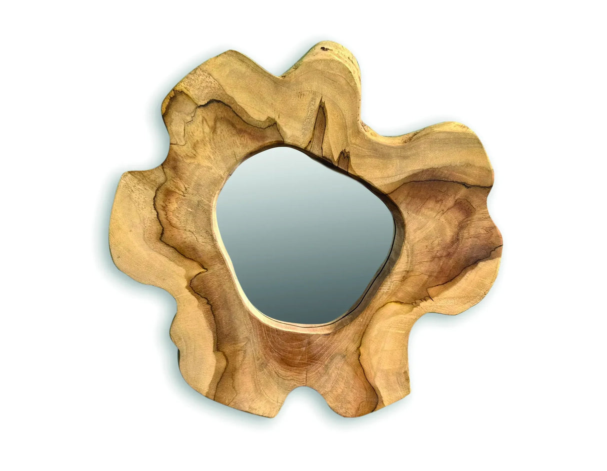 TEAK TREE SLICE WALL MIRROR SMALL
