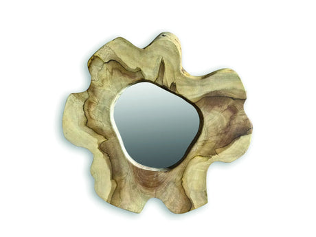 TEAK TREE SLICE WALL MIRROR SMALL
