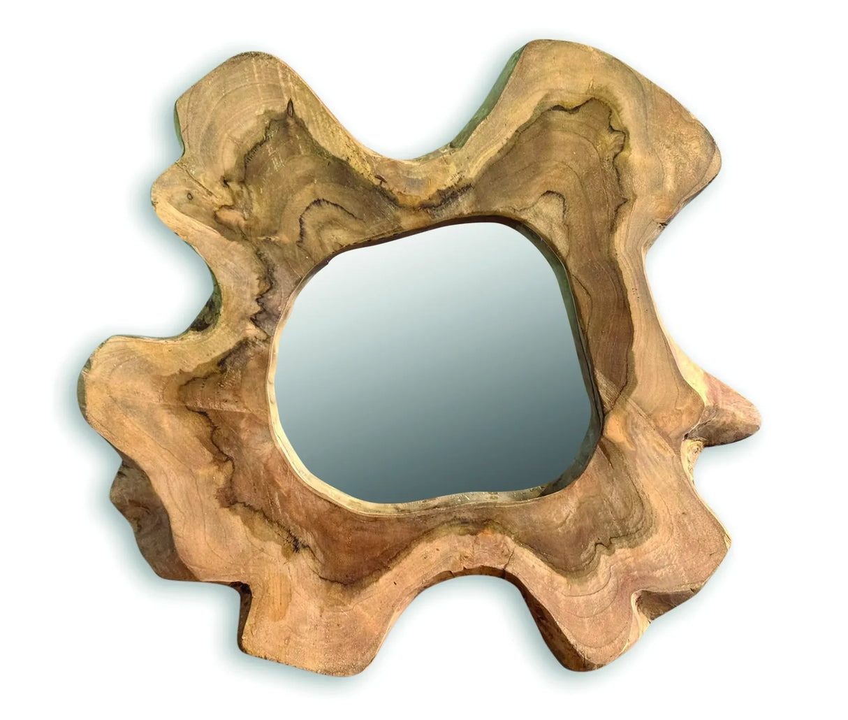TEAK TREE SLICE WALL MIRROR MEDIUM