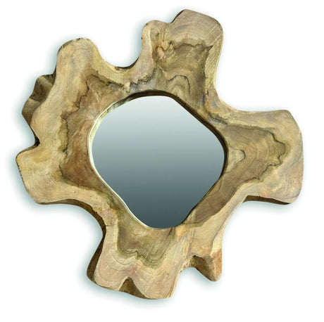 TEAK TREE SLICE WALL MIRROR MEDIUM