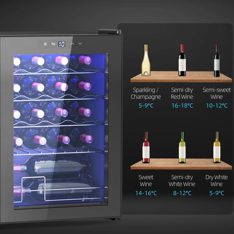 HOMCOM 20 Bottle 5-18 Countertop Wine Fridge - Black