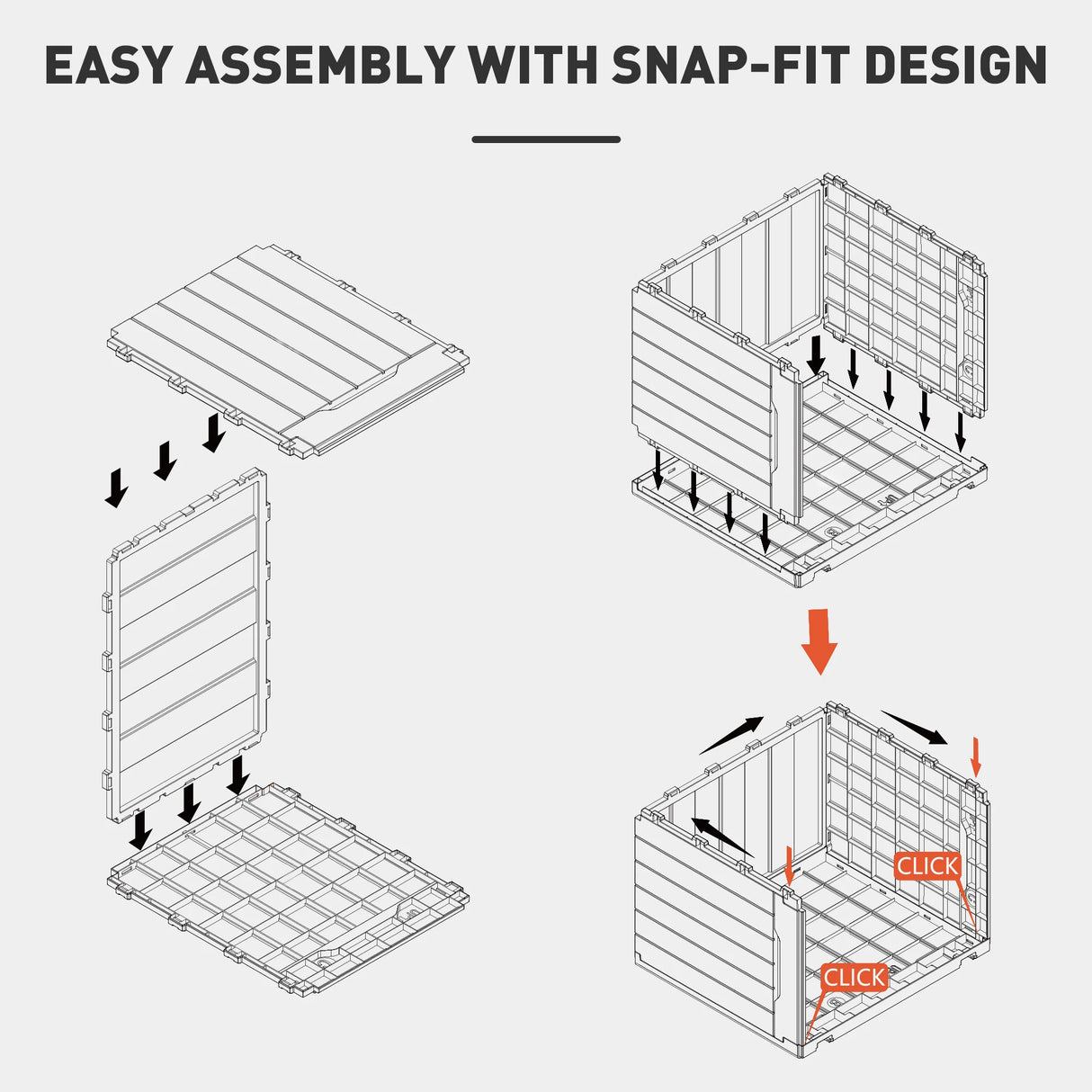 HOMCOM 107 L Plastic Storage Chest with Lid - Charcoal Grey